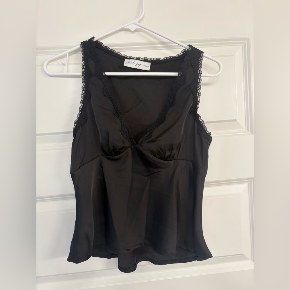 Petal & Pup Black Lace Trim Blouse